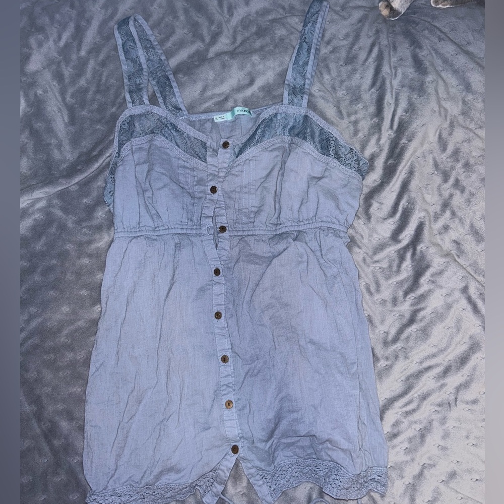 Blue button up blouse